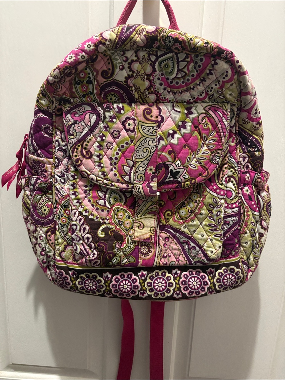 Vera Bradley Quilted Paisley Mini Backpack in Pink and Purple